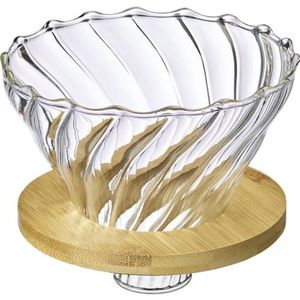 Westmark 24552260 Glazen koffiefilter met elegant opzetstuk, voor vers-over methode, maat 4, borosilicaat/bamboe, Brasilia, transparant/lichtbruin, 24552260