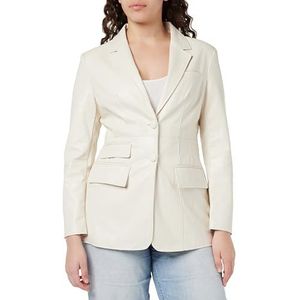 NALLY Blazer en similicuir pour femme, crème, L