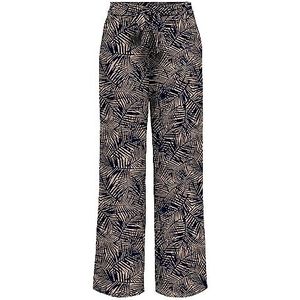 Bestseller A/S Onlnova Life Palazzo Pant Aop Ptm Damesbroek, Zwart/Aop: 436 Pure Tropical