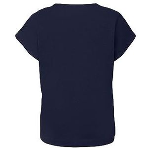 edc by Esprit T-shirt à col en V avec coutures contrastées, 100% coton, 400/bleu marine., M