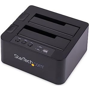 StarTech.com 2-bay harde schijf-duplicator, vrijstaande kloner/kopieerapparaat USB 3.0 (5 Gbps) / eSATA naar 2,5/3,5 inch SATA III HDD/SSD, HDD-dockingstation, harde schijf kloon (SDOCK2U33RE)