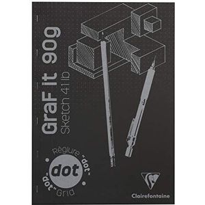 Clairefontaine GraF'it 96845C Heftblok, 80 vellen, kruissteek, DOT-liniaal, afneembare vellen, A3, 29,7 x 42 cm, 90 g, zwarte omslag