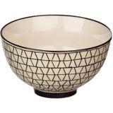 Pomax - Set van 6 schalen, steengoed, wit en zwart, 12 x 21 cm