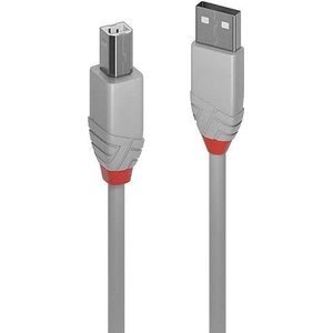 PRENDELUZ USB 2.0 kabel grijs type A 1 meter naar type B stekker 480 Mbit/s voor scanners, printers, harde schijven enz