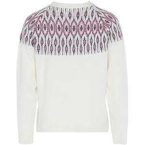 Fenia Pull littéraire en tricot doux pour la peau avec imprimé vintage Blanc cassé Taille XS/S, Blanc cassé, XS