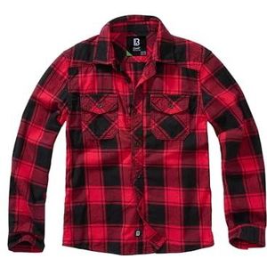 Brandit Geruit T-shirt voor kinderen, uniseks shirt, Rood/Zwart