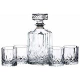 Whisky Glazen Decanteer vijfdelige set