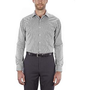 Van Heusen Herenoverhemd regular fit flex stretch geruit, Graniet.