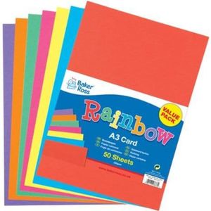 Baker Ross AV536 Lot de 50 cartes colorées au format A3 pour projets d'art et d'artisanat