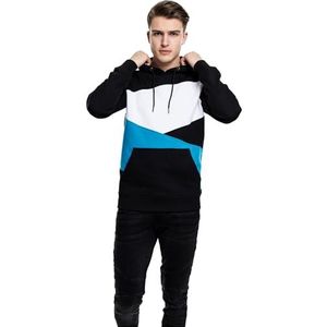 Urban Classics Zig Zag herentrui met capuchon, meerkleurig (zwart/turquoise/wit)