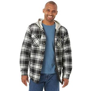 Wrangler Authentics Quilted Lined Flannel Shirt Jacket met capuchon voor heren, kaviaar met capuchon, zwart, S, Kaviaar met zwarte capuchon