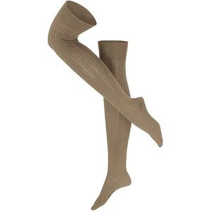 ESPRIT Dames fijne structuur hoge ademende biologische katoenen hoge sokken fantasie patroon 1 paar, Bruin (Camel 5038)