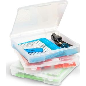 Iris Ohyama, Draagbare kunststof opbergdoos, doe-het-zelf, stapelbaar, transparant, 10 l, set van 3, zichtbare inhoud, voor scrapbooking, kunst, hobby, handwerk, organizer, BPA-vrij, SBC-350