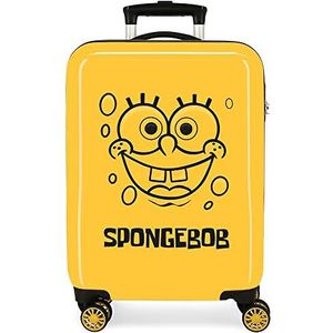 Bob Esponja 2771721 Sponge Bob koffer, zijsluiting, cijfercombinatie, 4 dubbele wielen, handbagage, afmetingen 38 x 55 x 20 cm, ABS harde schaal, 78 liter, 2 kg, oker, geel, cabinebox, Geel., cabine box