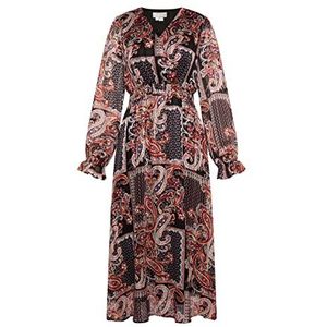 LYNNEA Lange damesjurk met paisley-print 10526494-LY02, zwart meerkleurig, maat L, maxi-jurk met kasjmierprint, L, Maxi-jurk met kasjmier print