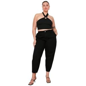 TRENDYOL femmes grandes tailles taille moyenne jambe droite Jean grande taille, Noir, 44