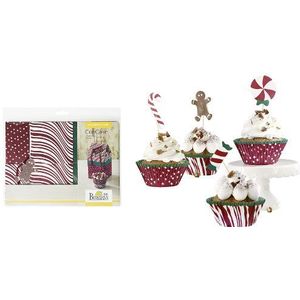 Abeba 441248 Candy Christmas geschenkdoos, voor cupcakes, papier, rood/groen/wit, 7 x 7 x 12,5 cm