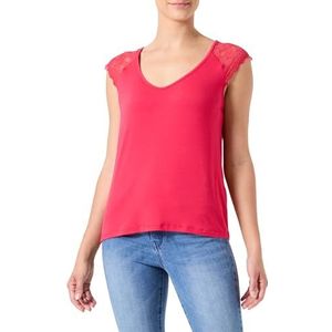 ONLY Onlpetra S/S Lace Mix Top Cs Jrs T-shirt voor dames, Rood