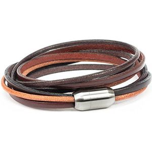 SIMARU Design leren armband - wikkelarmband voor dames en heren van plantaardig gelooid leer met magneetsluiting van roestvrij staal - hypoallergeen en chroomvrij - Made in Germany, Leer, Zonder steen