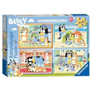 Ravensburger - Bluey Puzzel, Bumper Pack collectie 4 x 42, cadeau-idee voor kinderen van 4 jaar, educatief en stimulerend spel, 4 puzzels van 42 stukjes, 36 x 26 cm