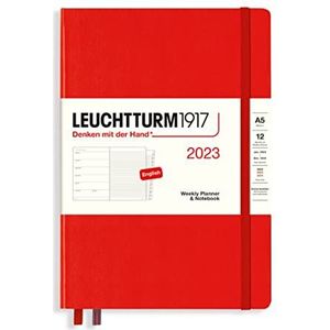 LEUCHTTURM1917 365881 weekplanner (A5) 2023, 12 maanden, rood, Engels