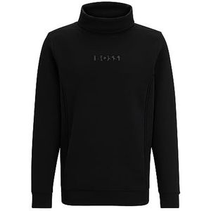 BOSS Setwyn heren sweatshirt met opstaande kraag en wafellogo, zwart.