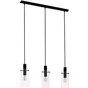 Eglo Rocamar Hanglamp, 3-lichts, modern, chroomkleurig en met helder glas, eettafellamp, woonkamerlamp, met E27-fitting
