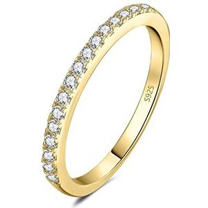 JewelryPalace Half Eternel Stapelbare Ring Ronde Maat 6 Cubic Zirconia 0,6 ct Steen Zilver 925 Dames, Geelgoud/Roségoud, Fijne Ring Verloving, Bruiloft Belofte, Trouwring, Sieraden Bruid, edelsteen,