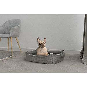 Italian Bed Linen Sogni e Capricci Pets, honden- en kattenbed, gewatteerd, ""Dandy"", grijs, 62 x 50 x 17 cm