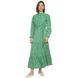 Trendyol tezette jurk met ronde hals voor dames, Groen