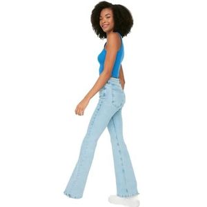Trendyol Uitlopende jeans met hoge taille voor dames (1 stuk), Lichtblauw