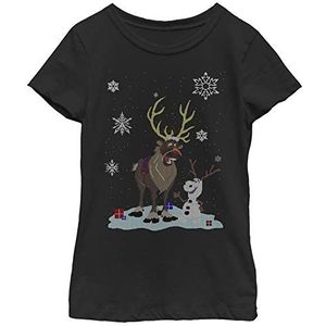 Disney Frozen Sven Olaf Snowman Ugly Sweater Girls T-shirt, zwart, zwart.