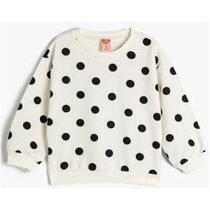Koton Sweat-shirt à manches longues et col rond brossé pour bébé fille à pois, Design écru (0d1), 2-3 Jahre