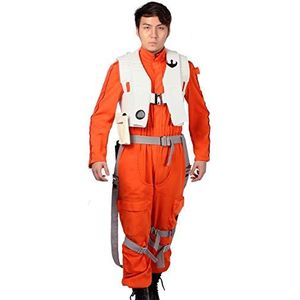 Kostuum cosplay kostuum oranje jumpsuit pilotenkleding heren X-wing fighter vest voor volwassenen Halloween oranje XXL, Oranje