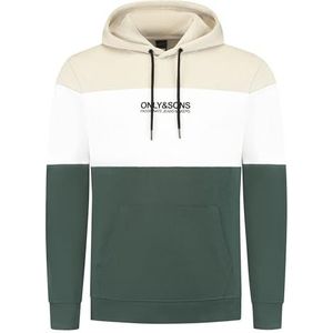 Only & Sons Onsbas Reg Logo Hoodie Cs Sweatshirt met capuchon voor heren, Zilveren voering/details: zilveren voering, donker wit Spruce