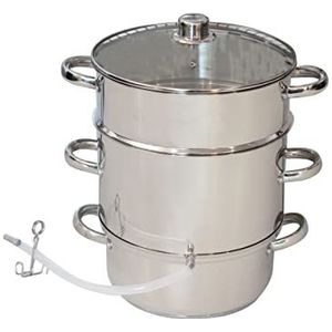 ELO 9913626 Stoomsapcentrifuge, sapcentrifuge voor groenten en fruit, geschikt voor alle warmtebronnen, roestvrij staal, glas, zilver, 26 cm