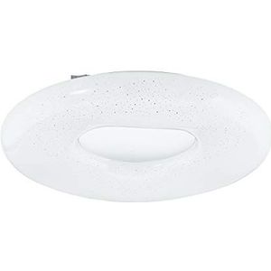 EGLO Zamudilo Led-plafondlamp, 1 lamp met kristaleffect, van staal, kunststof, wit, nikkel-mat, met afstandsbediening, kleurtemperatuurverandering (warm-koud), nachtlampje, dimbaar, diameter 50 cm