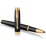 Parker IM-rollerballpen | Zwarte lak met gouden afwerking | Fijne penpunt | Zwarte inkt | Geschenkverpakking