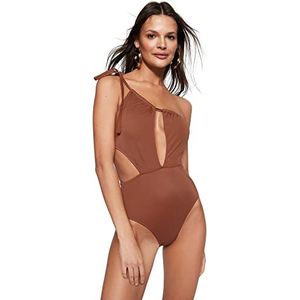 Trendyol Trendyol Badpak van mesh, effen, voor dames (1 stuk), Bruin, 38