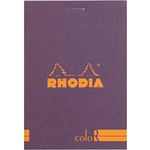 RHODIA 12970C – notitieblok geniete coloR nr. 12 paars – 8,5 x 12 cm – gelinieerd – 70 afneembare vellen – lichtbruin papier 90 g/m – omslag fluweelzacht – Basics