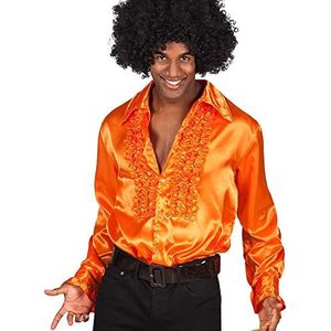 Boland Disco overhemd met ruches, oranje, voor heren, kostuum, party, T-shirt, schlagermove, jaren 70, themafeest, carnaval