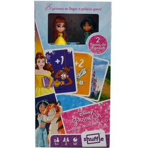 Shuffle Disney prinsessen Carrera tot het paleis kaartspel voor kinderen met figuren van personages.