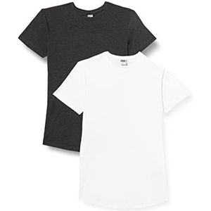 Urban Classics gevormd lang T-shirt voor heren (2 stuks), Wit/Grijs