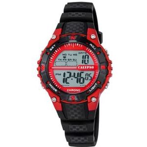 Calypso K5684/6 Unisex digitaal horloge met lcd-wijzerplaat en zwarte kunststof band, zwart LCD, riem, Zwart LCD, Riem