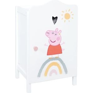 roba Peppa Pig poppenkast met kledingkast en plank, motief treue en regenboog, hoogte 52 cm, deur met perforatie in hartvorm, roze/wit