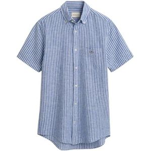 REG COTTON LINEN STRIPE SS T-shirt, Bleu vif, XL