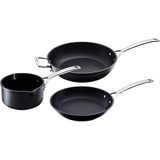 Le Creuset 3-delige set van gesmeed aluminium, 16, 24 en 26 cm, antraciet/zilver, 51804000010002