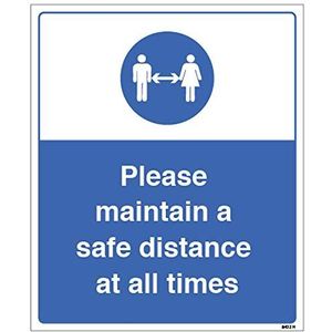 Stickers van vinyl, ""Please keep a safe distance at all times"", 250 x 300 mm