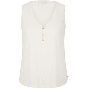 TOM TAILOR Denim Dames tanktop met knoopsluiting 10354 beige uni M, 10354 beige uni