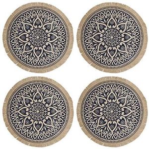 Creative Tops - Placemats van jute, rond, mandala-motief, 41 cm, 4 stuks
